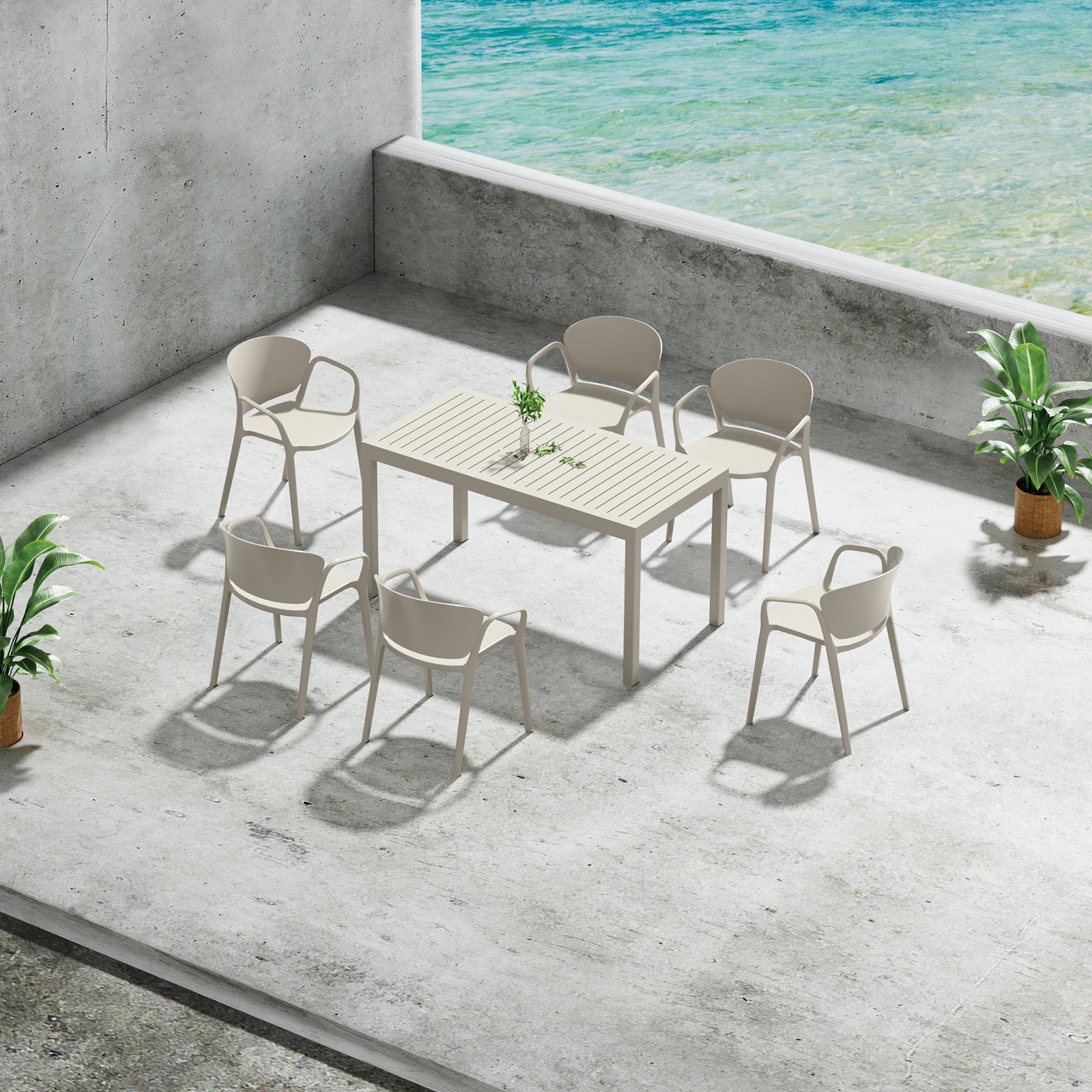 Terraza con mobiliario Universo Hostelería